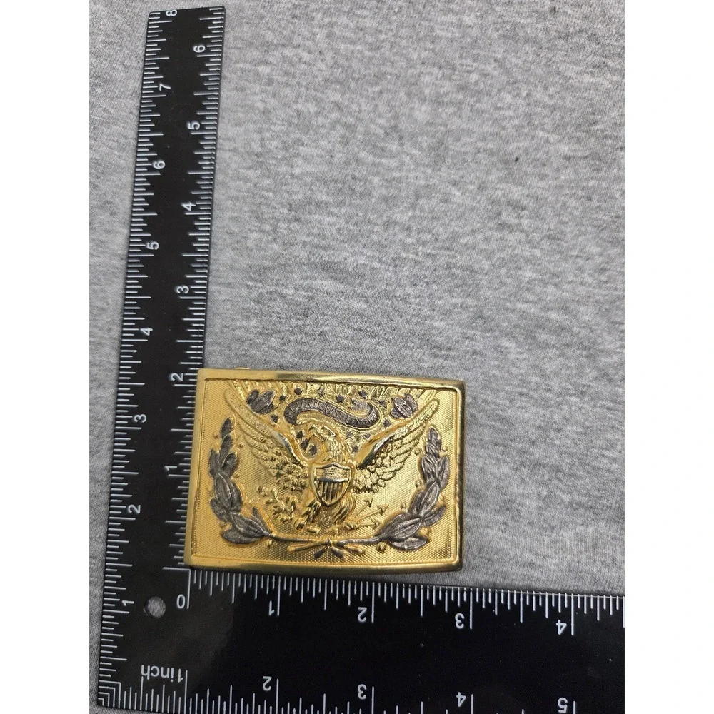 Vintage 1970s E Pluribus Unum Treasury Gold Eagle Belt Buckle Patriotic USA